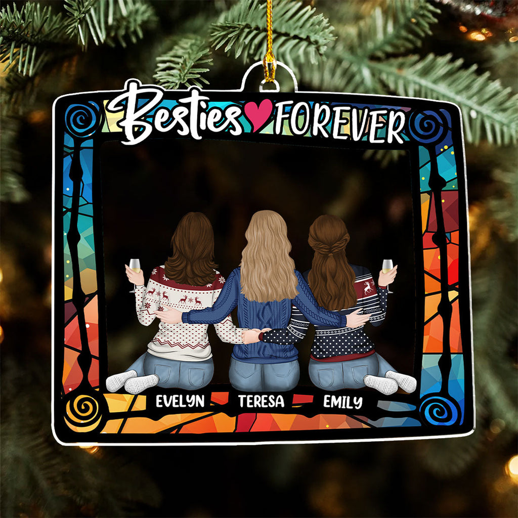 Custom Friendship Christmas Ornament, Best Friend Gift •  Besties Always And Forever - Personalized Acrylic Ornament