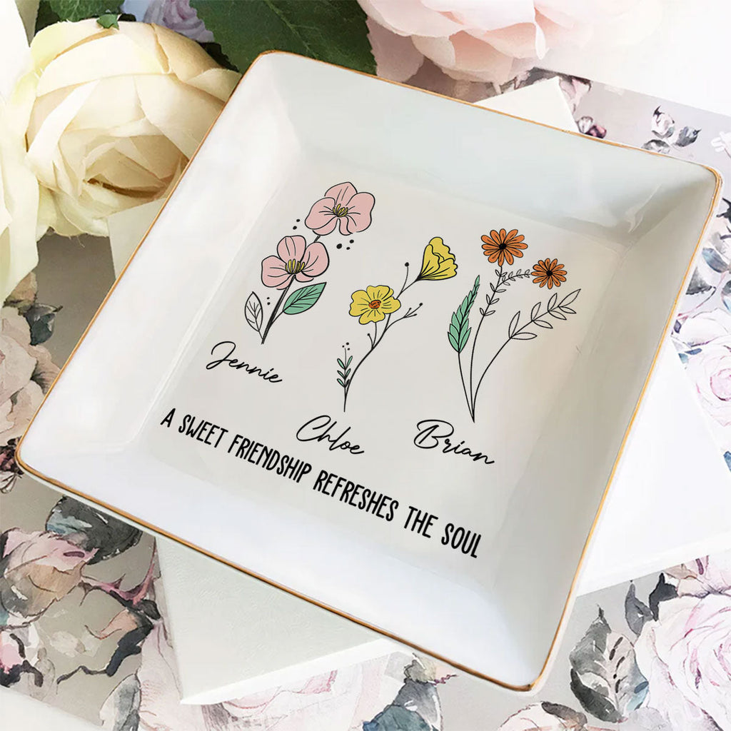 Custom Bestie Trinket Dish, Birthday Christmas Gift For Best Friend • Sweet Friendship - Personalized Jewelry Dish