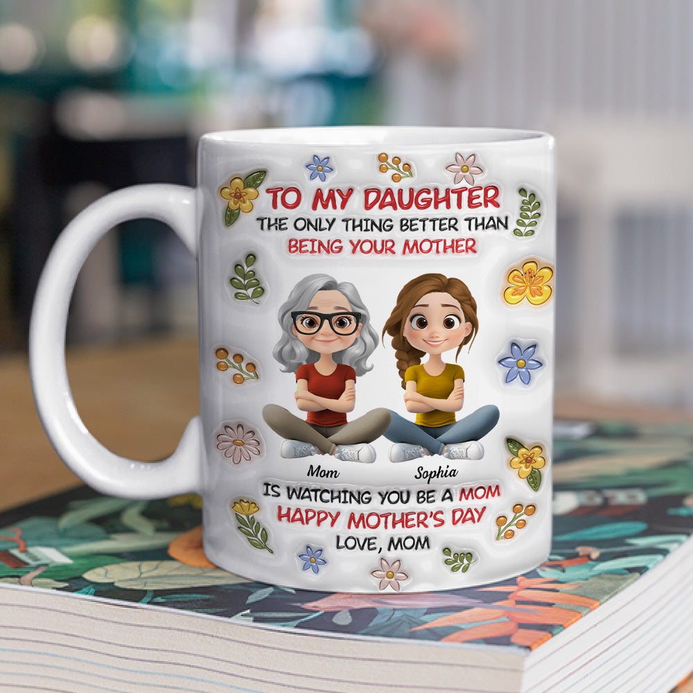 Custom Mother's Day Gift for Daughter • Daughter Become A Mom Cartoonize - Personalized 3D Inflated Effect Mug