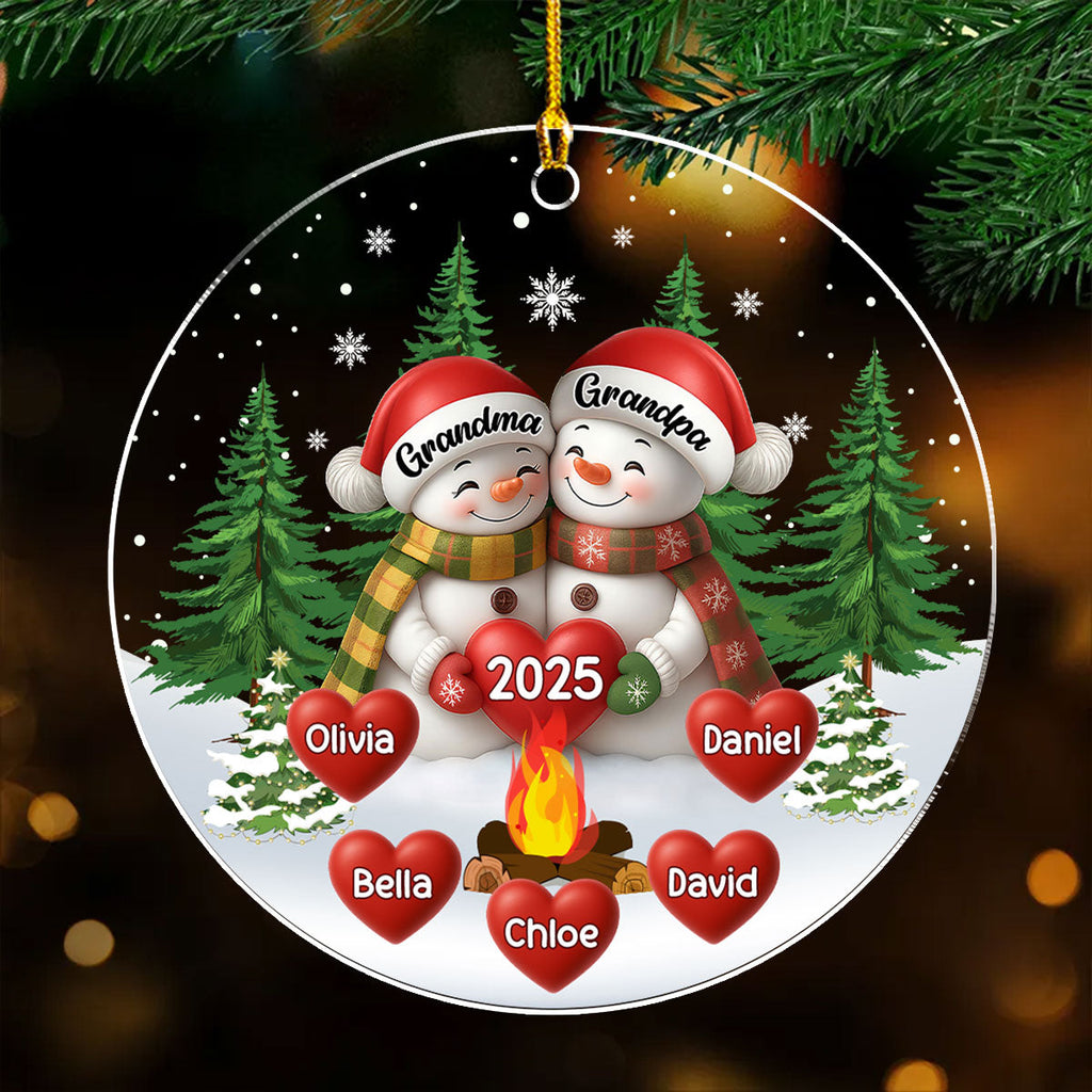 Custom Family Ornament, Christmas Gift for Family Members •  Grandma Grandpa Grandkids - Personalized Acrylic Ornament