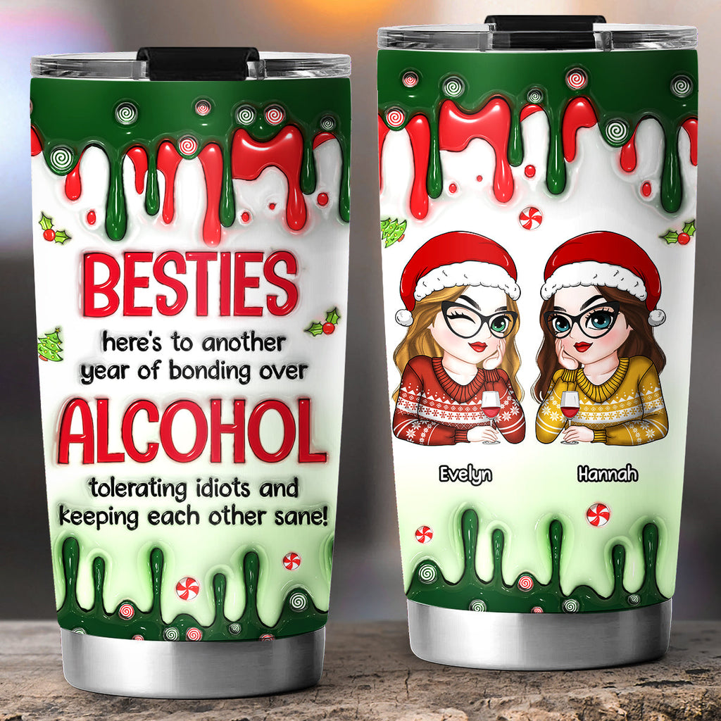 Custom Christmas Birthday Gifts For Best Friend • Merry Christmas My Bestie - Personalized 3D Inflated Effect Tumbler