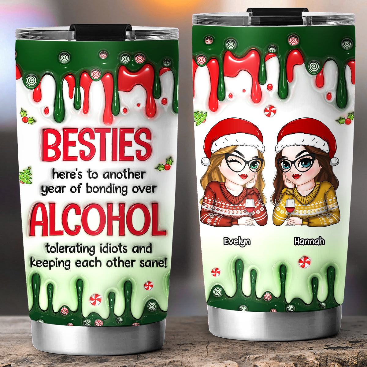 Custom Christmas Birthday Gifts For Best Friend • Merry Christmas My Bestie - Personalized 3D Inflated Effect Tumbler