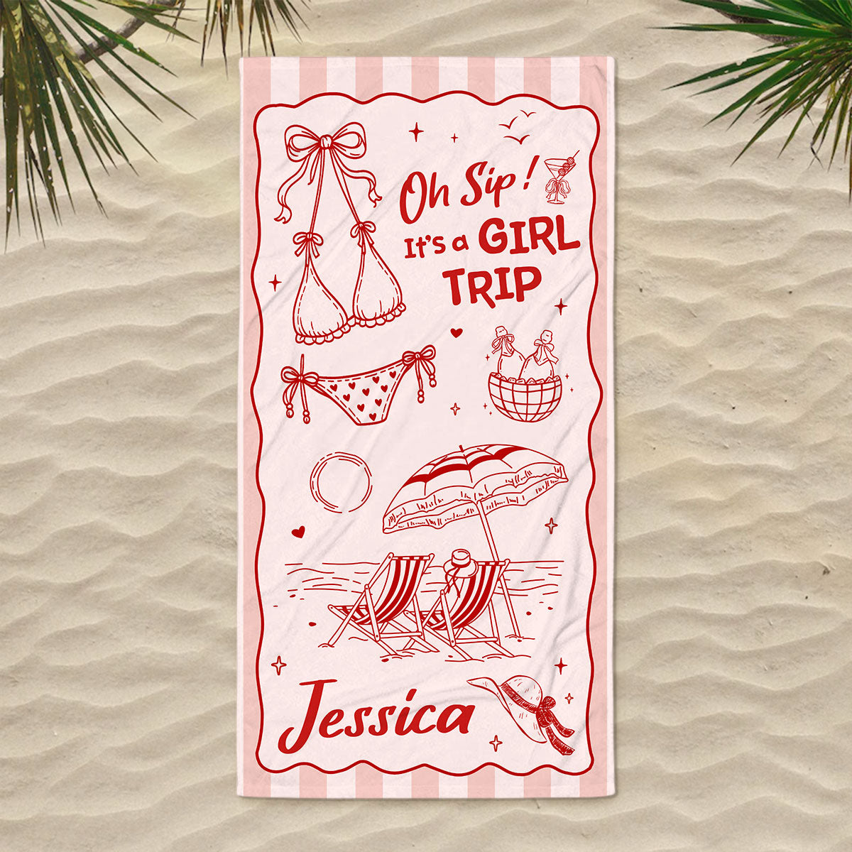 Summer Vacation Beach - Personalized Beach Towel
