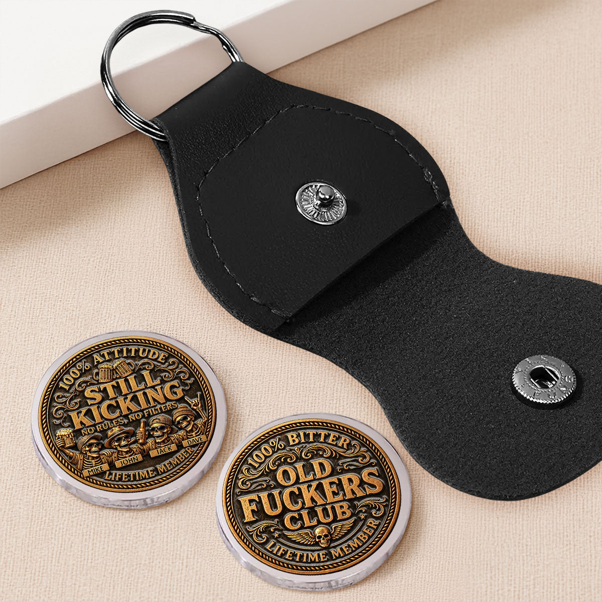 Custom Besties Coin Keychain, Friendship Birthday Gifts • Still Kicking - Personalized 3D Printing Pocket Hug