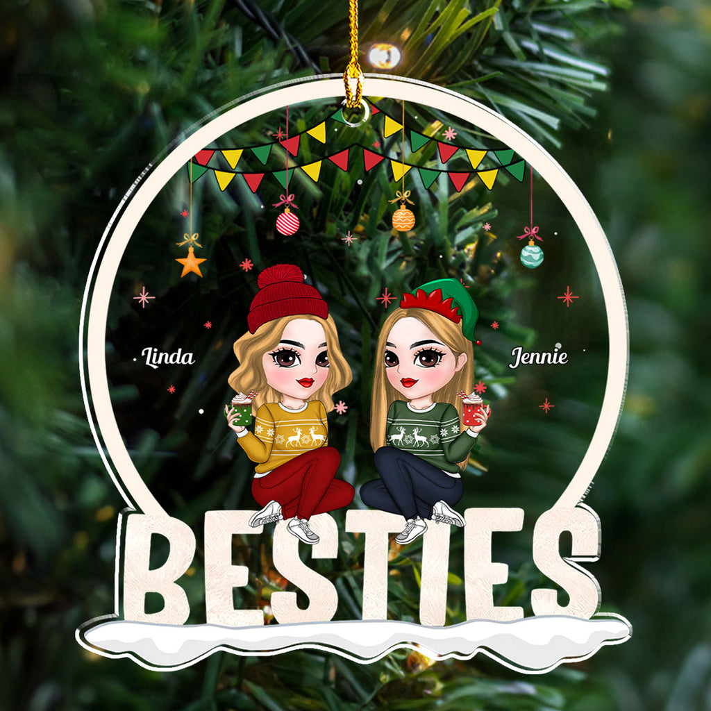 Custom Friendship Christmas Ornament, Best Friend Gift •  Forever Bonded Sisters - Personalized Acrylic Ornament