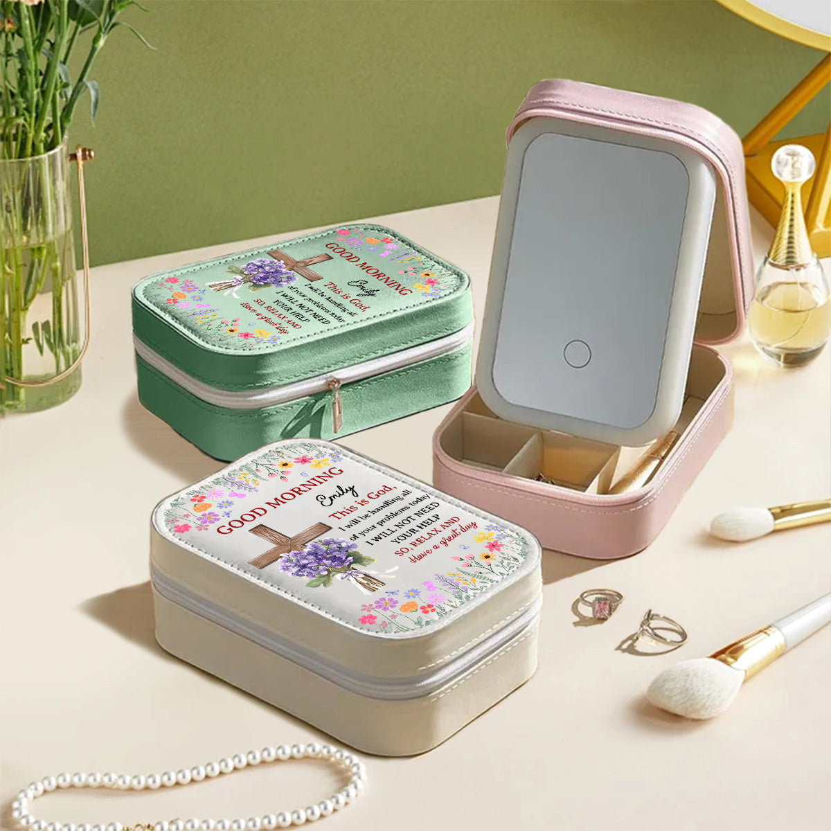 Good Morning This Is God - Personalized Jewelry Box With LED Mirror