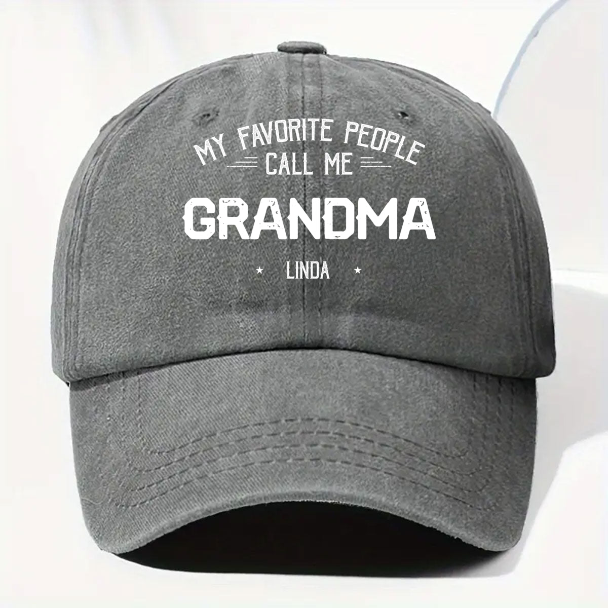 Custom Christmas Headwear Birthday Gifts for Grandma • My Favorite People Call Me Grandma Mom - Personalized Vintage Washed Denim Cap