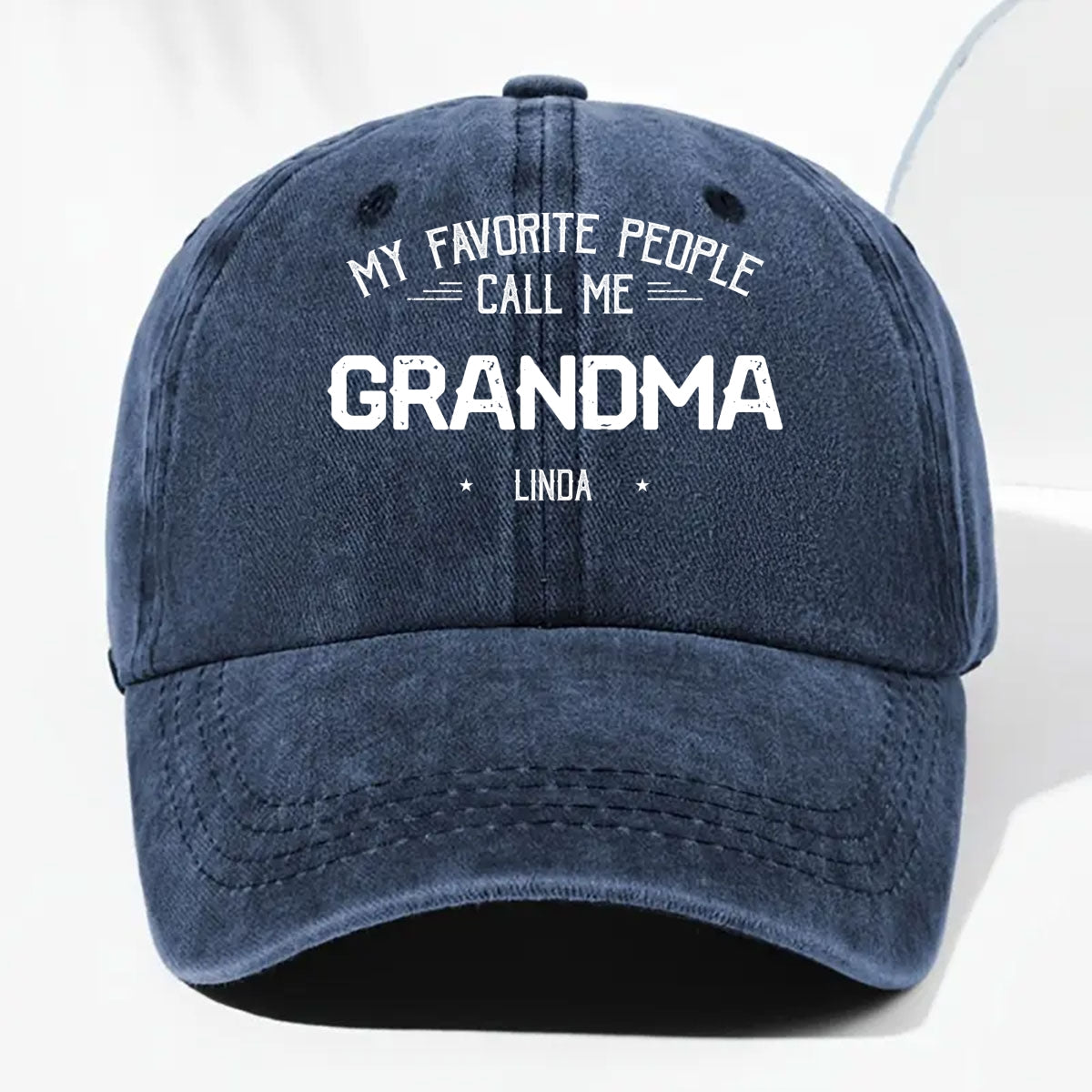Custom Christmas Headwear Birthday Gifts for Grandma • My Favorite People Call Me Grandma Mom - Personalized Vintage Washed Denim Cap
