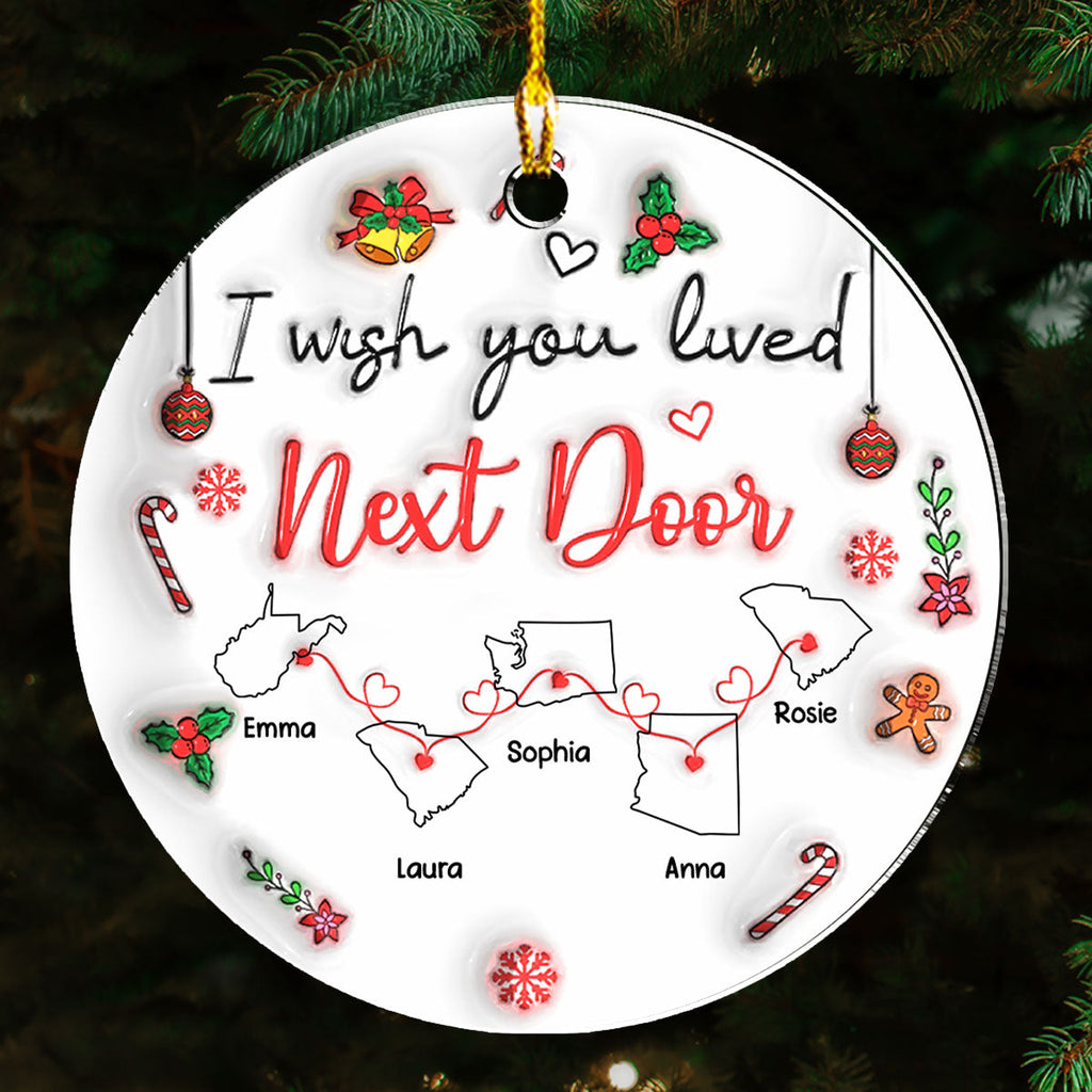 Custom Keepsake Christmas Ornament •  Besties Are Always Close At Heart - Personalized 3D Inflated Effect Acrylic Ornament