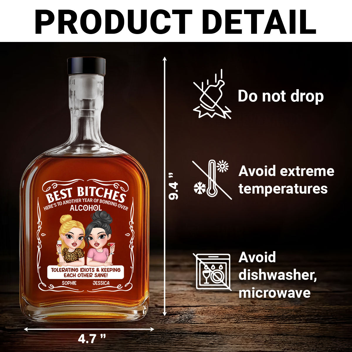 Keeping Each Other Sane Bestie - Personalized Spirits Decanter