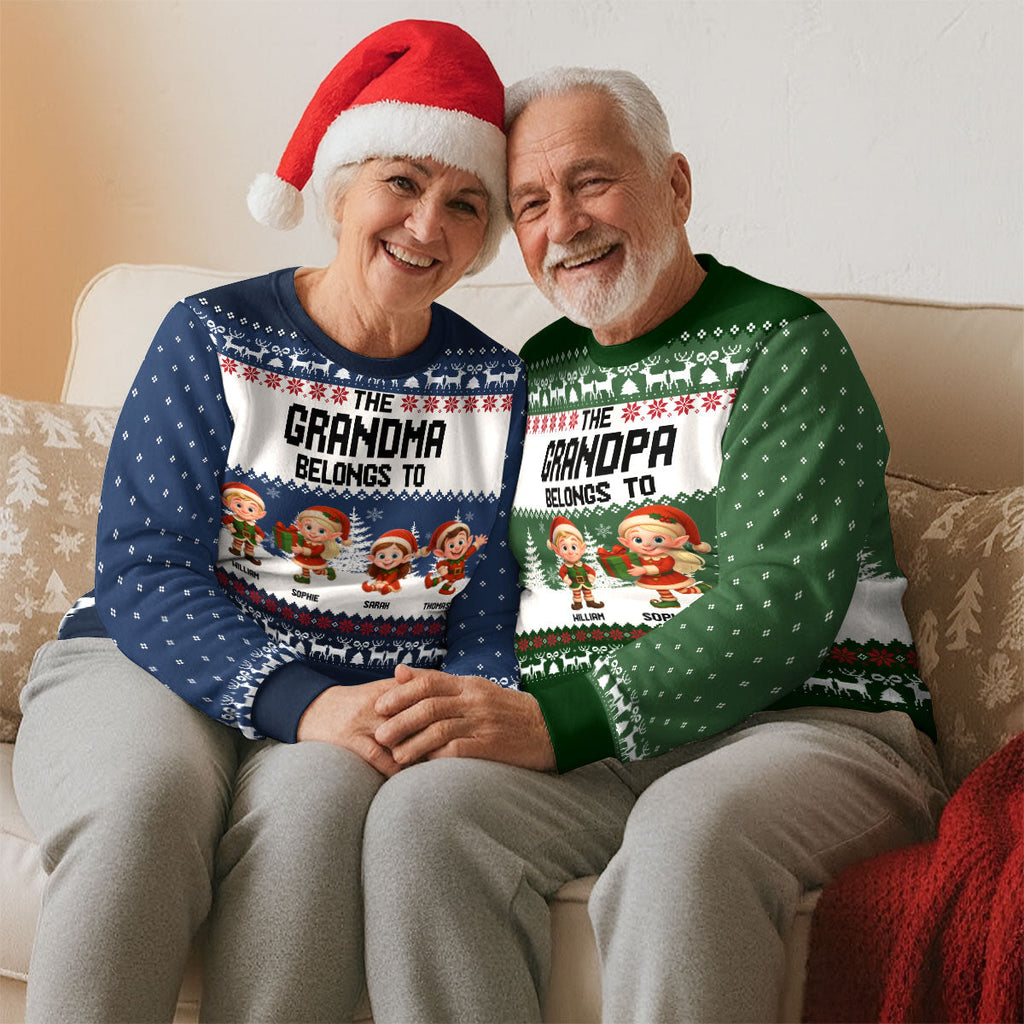 Custom Grandma Christmas Sweatshirt, Gift for Mothers • Grandma Little Elves - Personalized All-Over-Print Sweatshirt