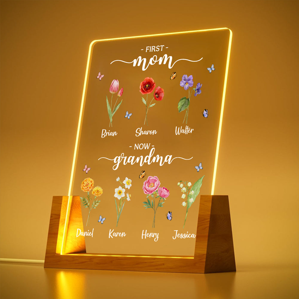 Custom Gift for Mom Grandma, Mother's Day Birthday • First Mom Now Grandma - Personalized Night Light