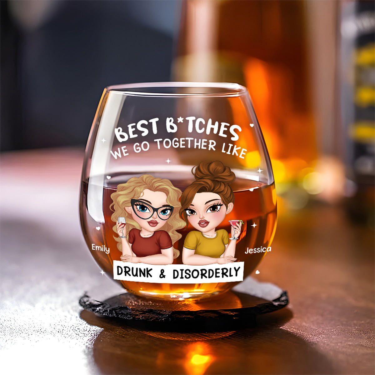 We Are Masterminds Of Mayhem - Personalized Wine Glass