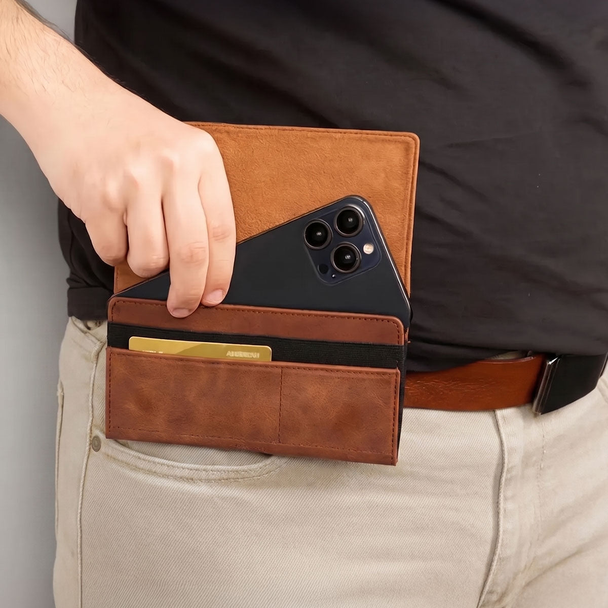 The Power Of Love - Personalized Leather Phone And Card Holster