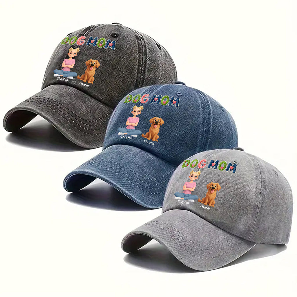 Custom Christmas Headwear Birthday Gifts for Dog Parents • Sun On Our Heads - Personalized 3D Effect Vintage Washed Denim Cap
