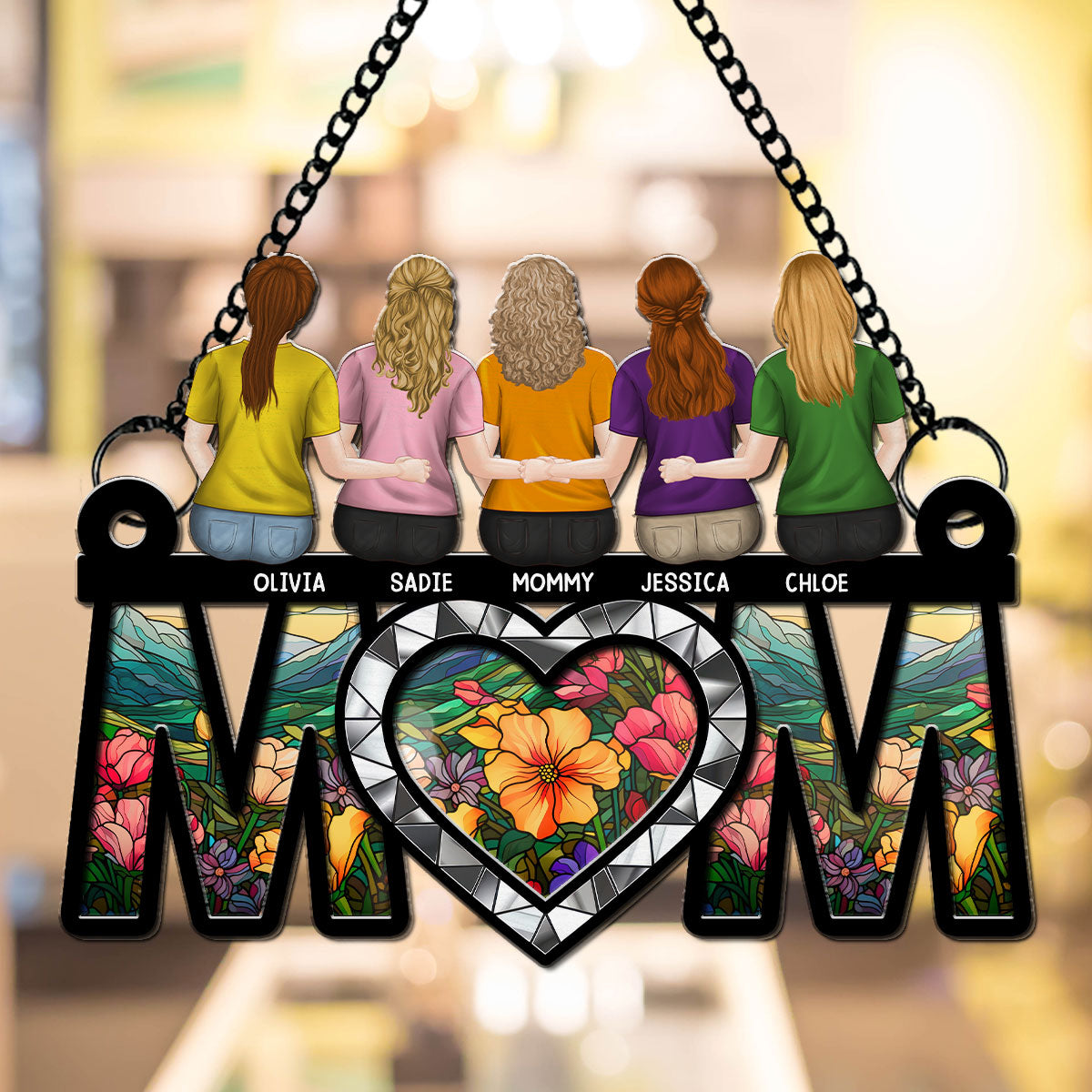 Custom Hanging Decor for Mom Daughter, Mother's Day Gifts • Best Mom Ever - Personalized Suncatcher