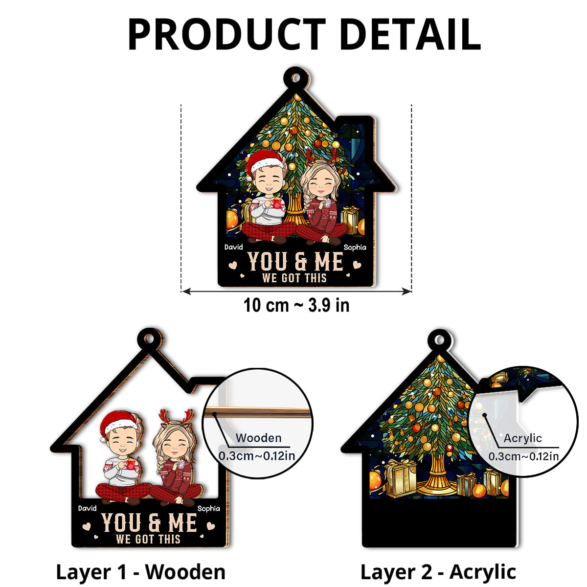 Custom Couple Christmas Ornament, Anniversary Gift •  You & Me So We Got This - Personalized Suncatcher Ornament