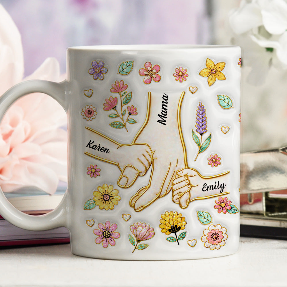 Custom Mother's Day Gift for Mom & Grandma • Hold Your Hand Forever - Personalized 3D Inflated Effect Mug