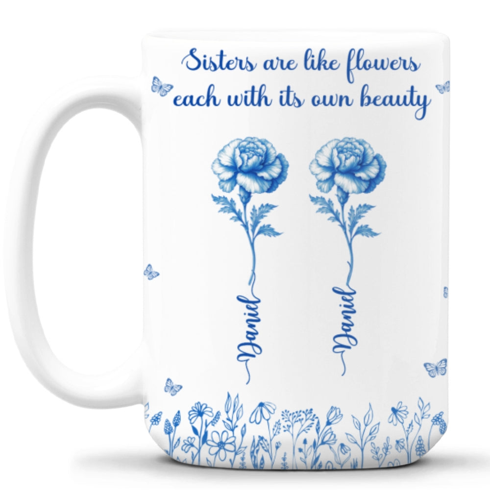 Custom Christmas & Birthday Gift For Sister • Each Sister Shines With Beauty - Personalized Coffee Mug