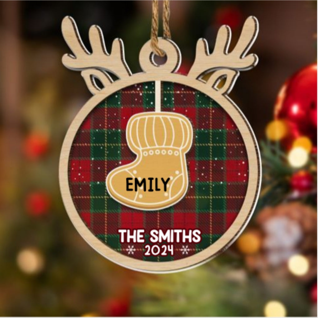Custom Family Ornament, Christmas Gift for Family Members •  Ginger Family Christmas - Personalized Wood And Acrylic Ornament