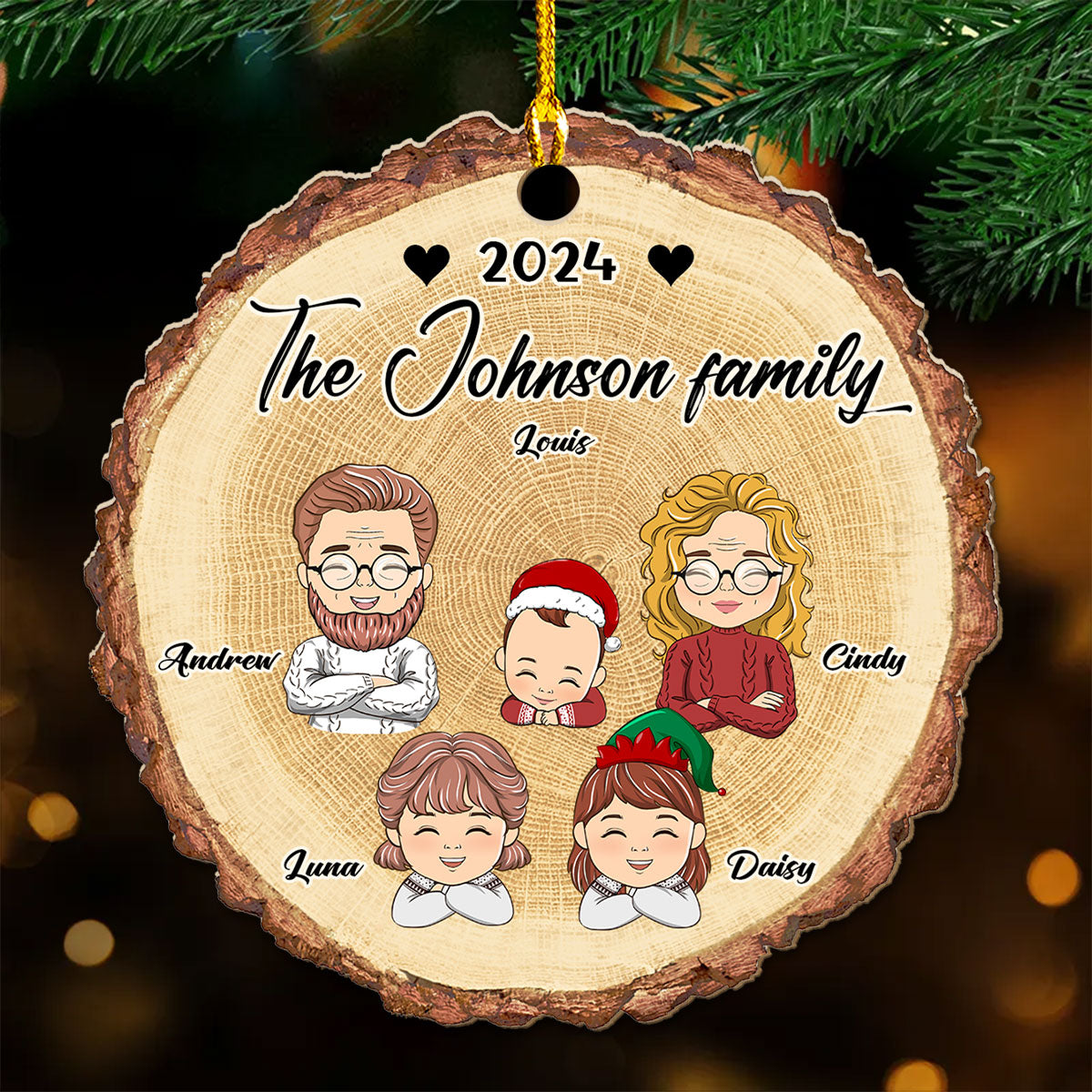 Custom Family Ornament, Christmas Gift for Family Members •  I Love My Family - Personalized Wood Ornament