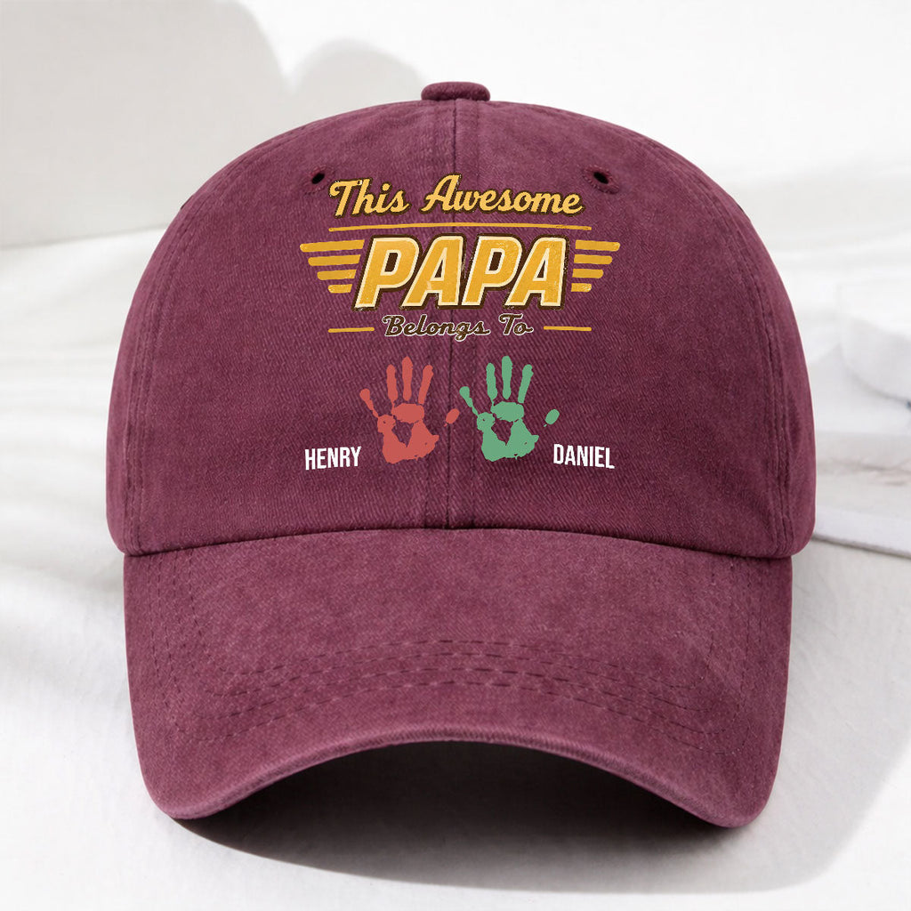 Custom Father's Day Christmas Birthday Gifts for Dad • Awesome Daddy - Personalized Vintage Washed Denim Cap
