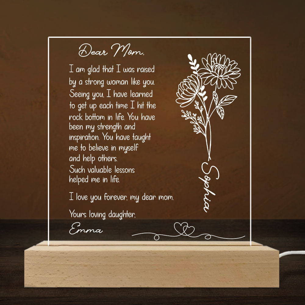 Custom Gift for Mom Grandma, Mother's Day Birthday • Hand Written Letter Gift For Mom - Personalized LED Light