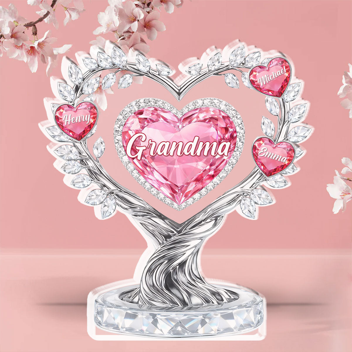 Custom Mother's Day Decor, Gift for Mom & Grandma • Heart Of Love - Personalized Acrylic Plaque