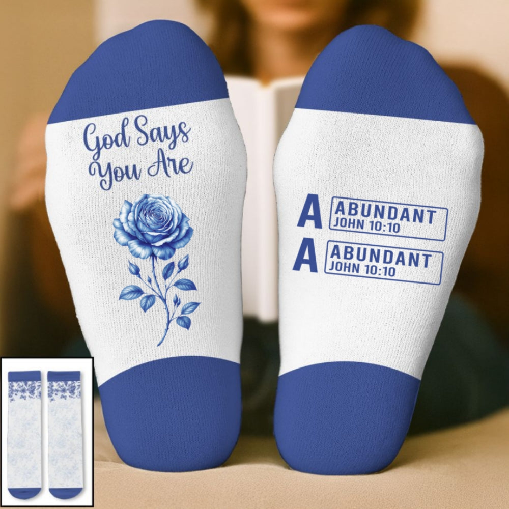 Custom Unique Footwear, Christmas Birthday Gift For Him & Her • God Says I Am - Personalized Crew Socks