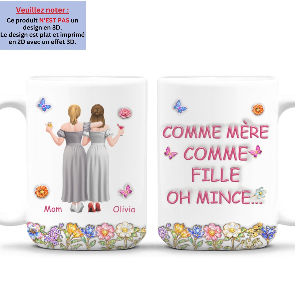 Custom Mother's Day Gift for Mom & Grandma • Comme Toi Comme Moi - Mug Personnalisé avec Effet 3D