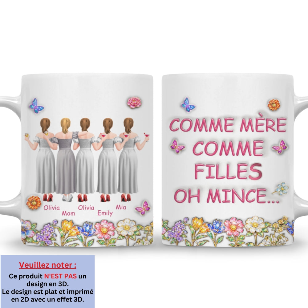 Custom Mother's Day Gift for Mom & Grandma • Comme Toi Comme Moi - Mug Personnalisé avec Effet 3D