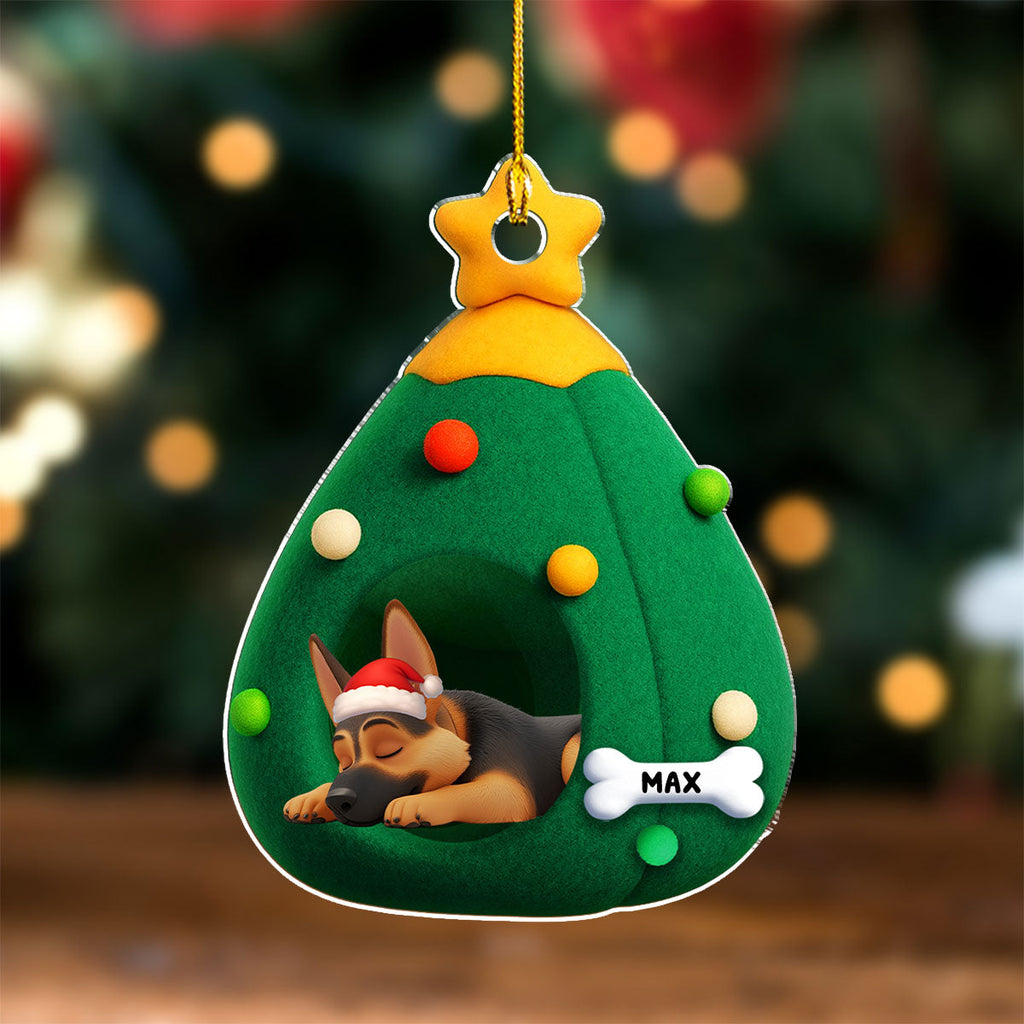 Custom Keepsake Christmas Ornament •  Santa Paws Cozy Tree - Personalized Acrylic Ornament