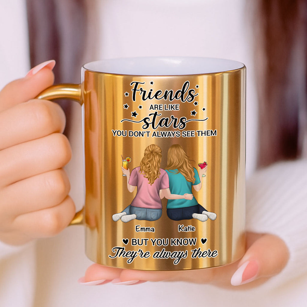 Custom Best Friend, Christmas & Birthday Friendship Keepsake Gift • Sisters Are Like Stars - Personalized Metallic Mug