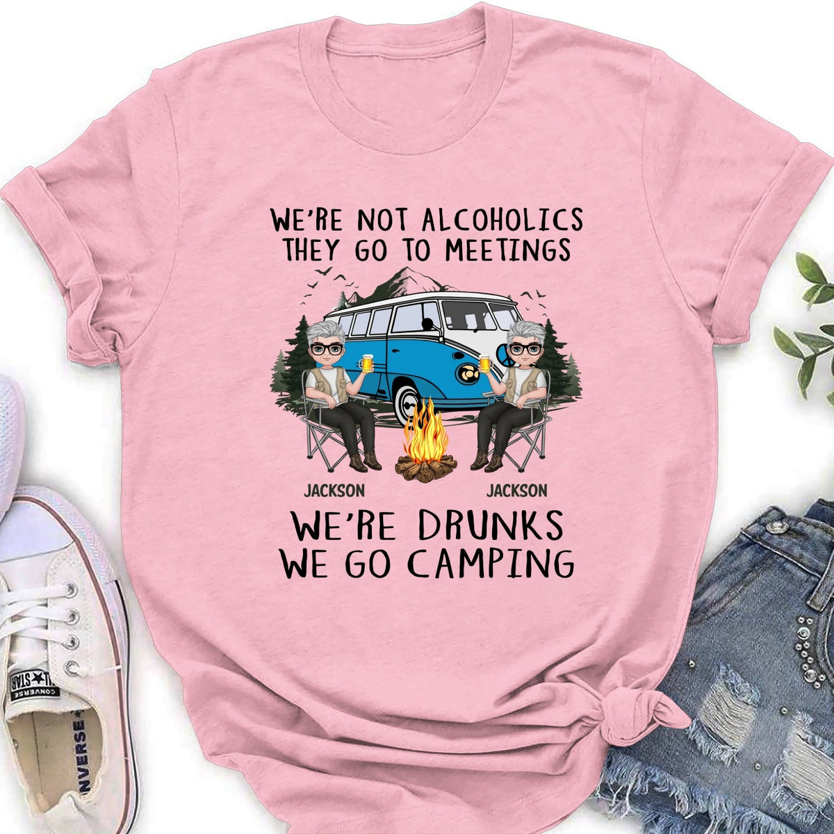 Custom Anniversary Keepsake Gifts For Couple • We Are Not Alcoholics They Go To Meetings Drunk - Personalized Shirt