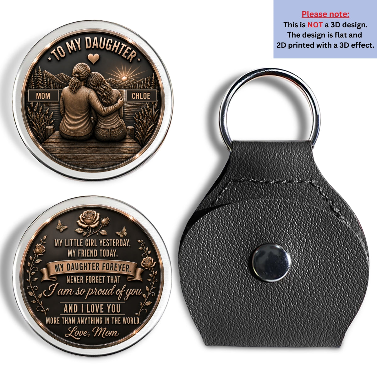 Custom Daughter Coin Keychain, Mother's Day Birthday Gifts • My Beloved Girl - Personalized Pocket Hug