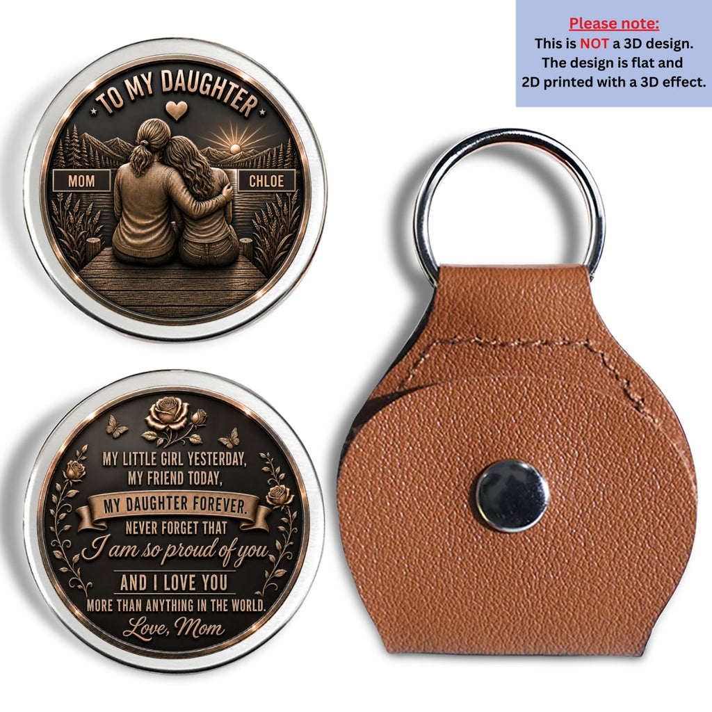 Custom Daughter Coin Keychain, Mother's Day Birthday Gifts • My Beloved Girl - Personalized Pocket Hug