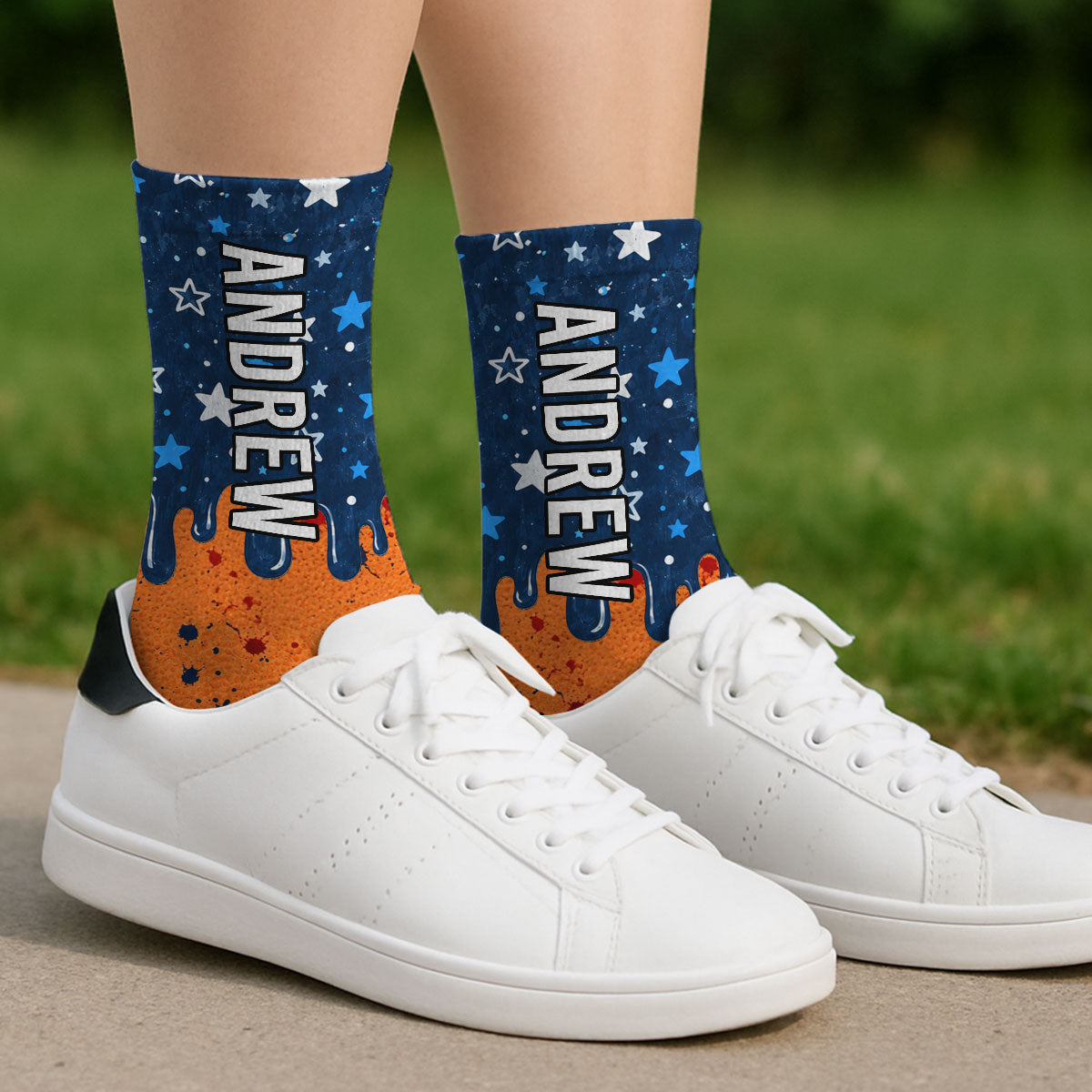 Custom Name Football Fan Footwear, Game Day Christmas Gift • Life Is Better With Sports - Personalized Crew Socks