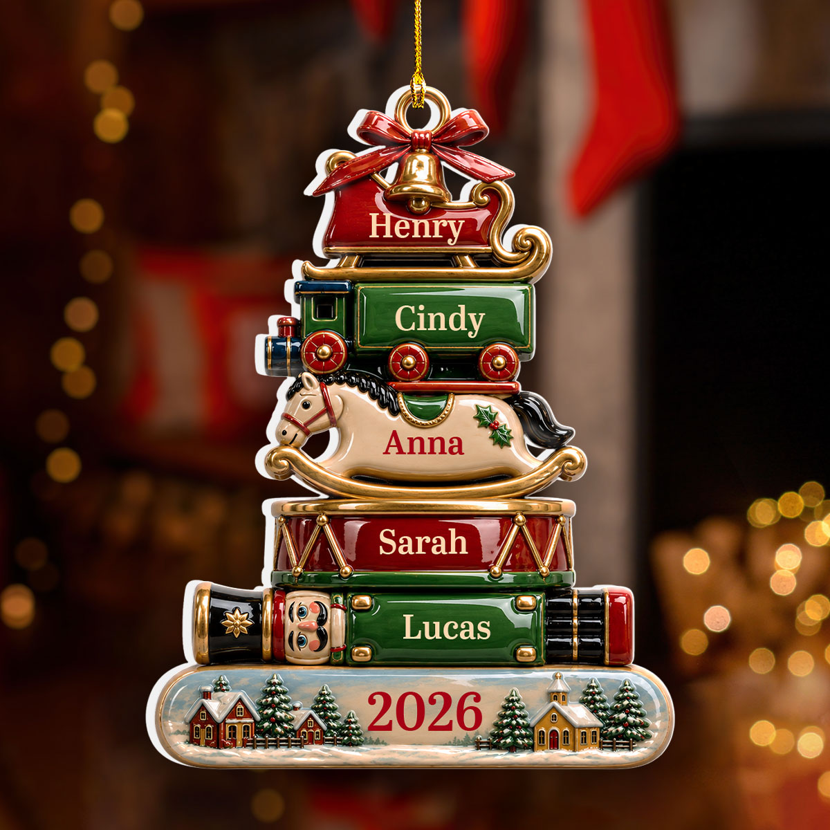 Custom Family Ornament, Christmas Gift for Family Members •  Family 2026 - Personalized 3D White Acrylic Ornament