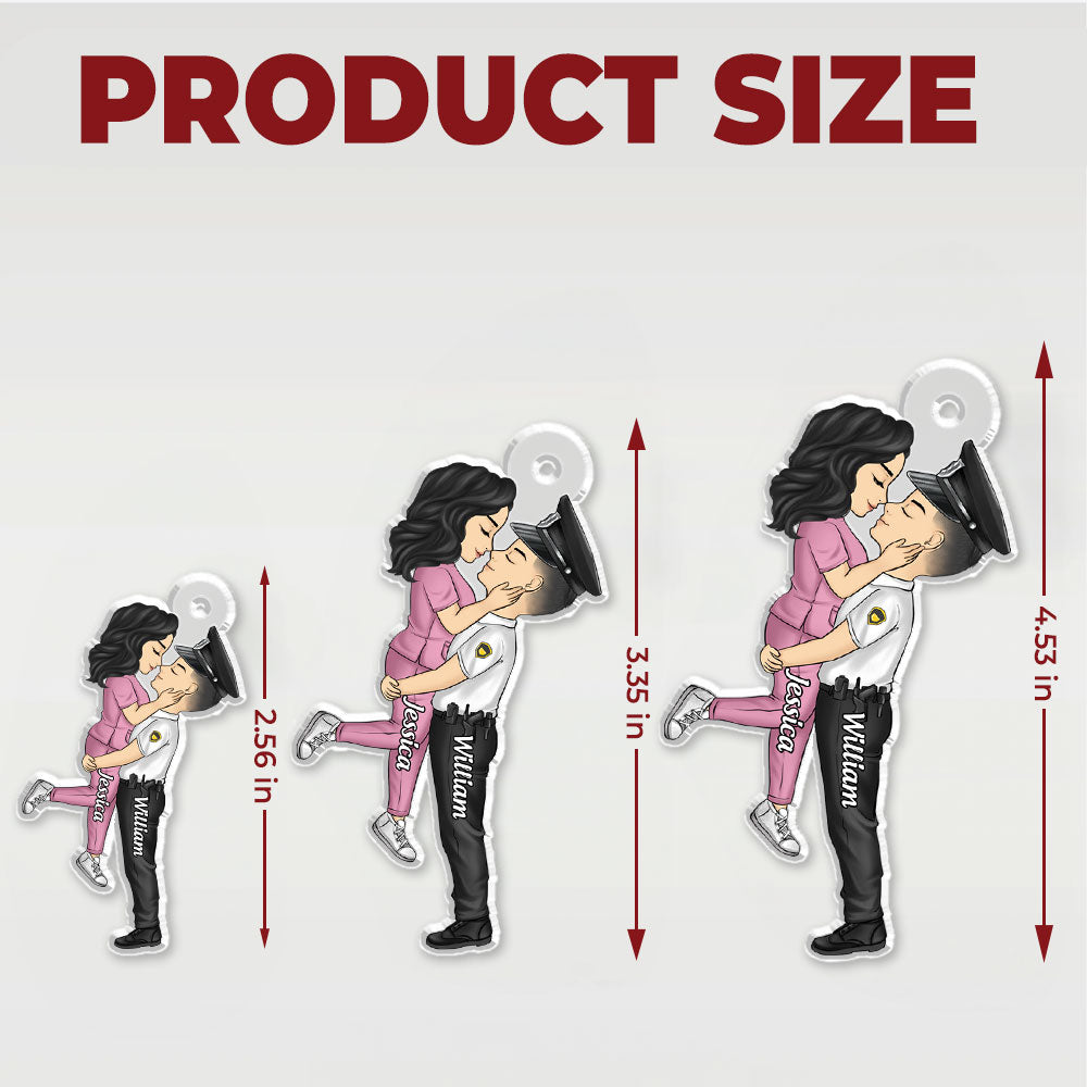 Hero Couple Kissing - Personalized Car Ornament