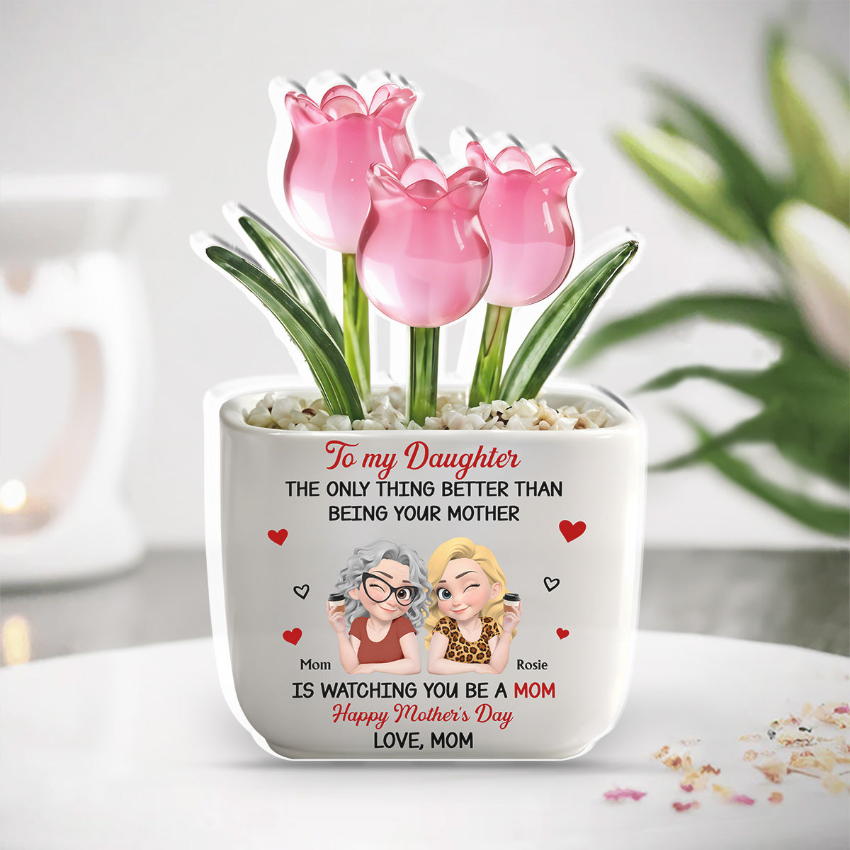 Custom Mother's Day Decor, Gift for Mom & Grandma • Linked Together Cartoon - Personalized Acrylic Plaque