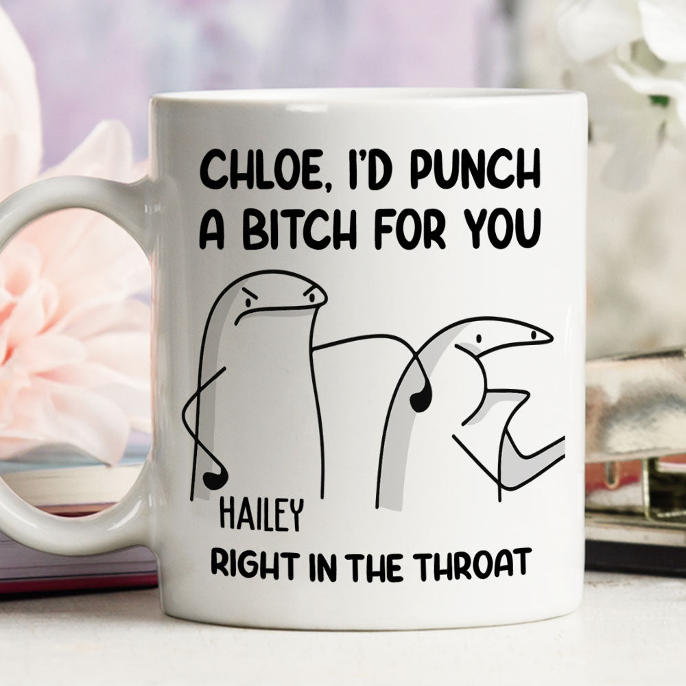 Custom Best Friend, Christmas & Birthday Friendship Keepsake Gift • Punch A Bitch For You - Personalized Mug