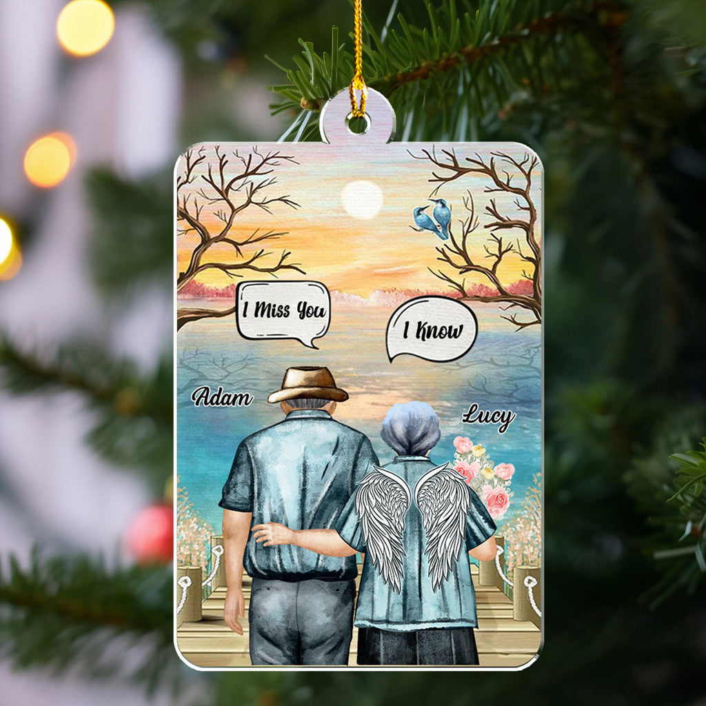 Custom Memorial Christmas Ornament, Sympathy Keepsake •  I Miss You Old Couple - Personalized Acrylic Ornament