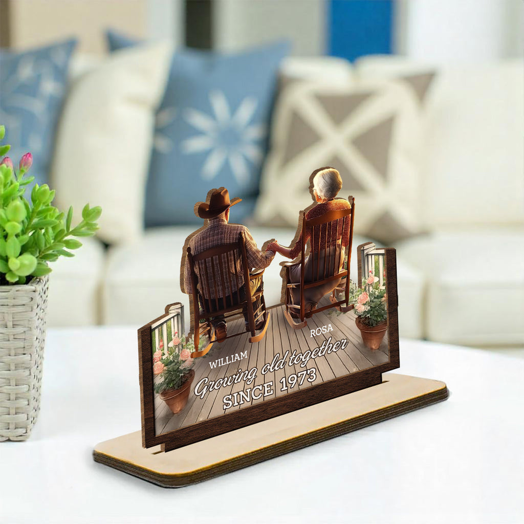 Custom Couple's Decor, Anniversary & Wedding Gift • Porchside Bliss - Personalized 2-Layer Wood Plaque With Flat Base
