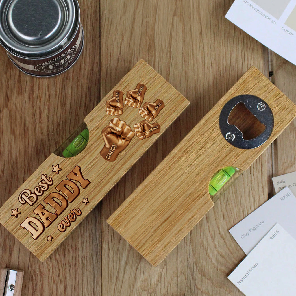 Gold Best Dad - Personalized Wooden Spirit Level Bottle Opener
