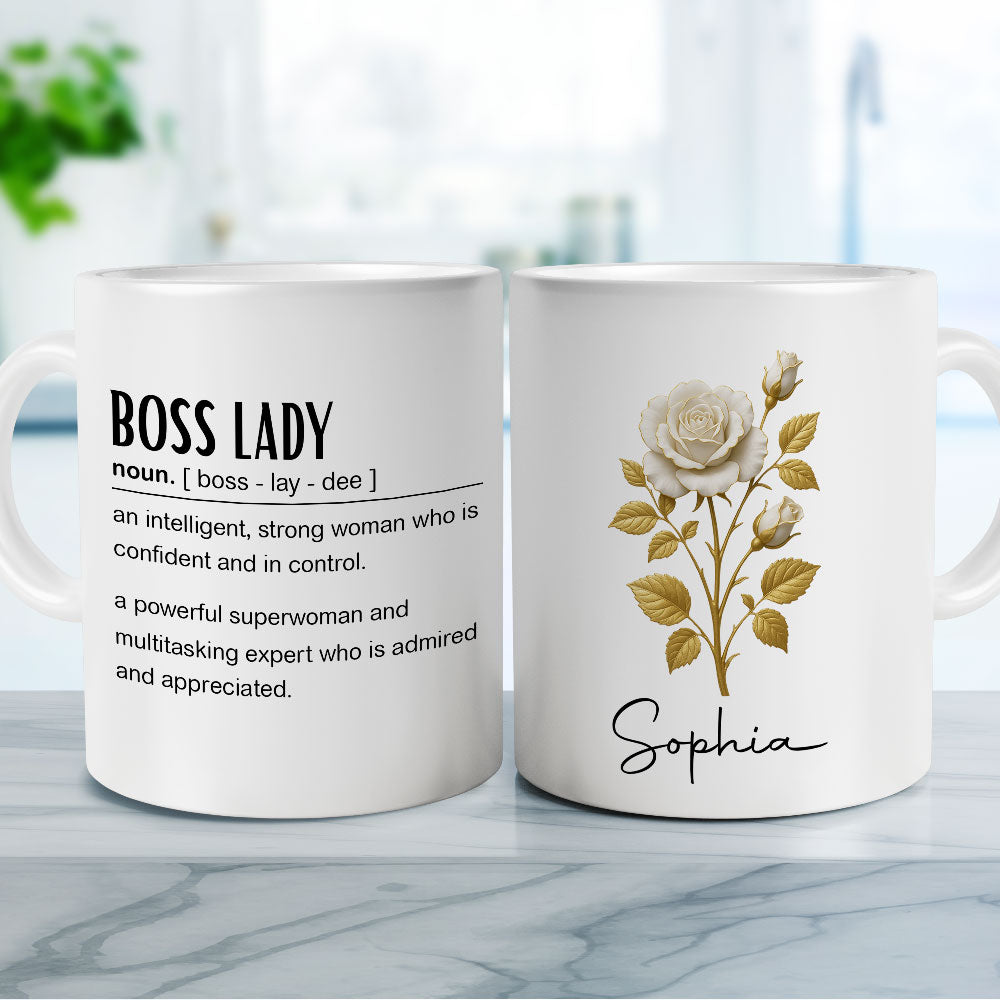 Custom Coworker, Christmas & Birthday Team Appreciation Gift • Boss Lady Definition - Personalized Coffee Mug