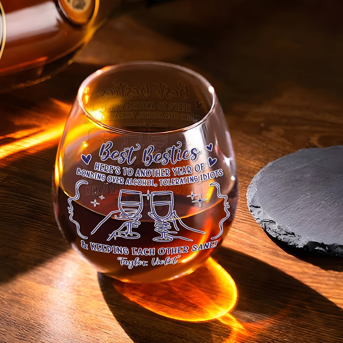 Drinks And Laughter - Personalized Wine Glass