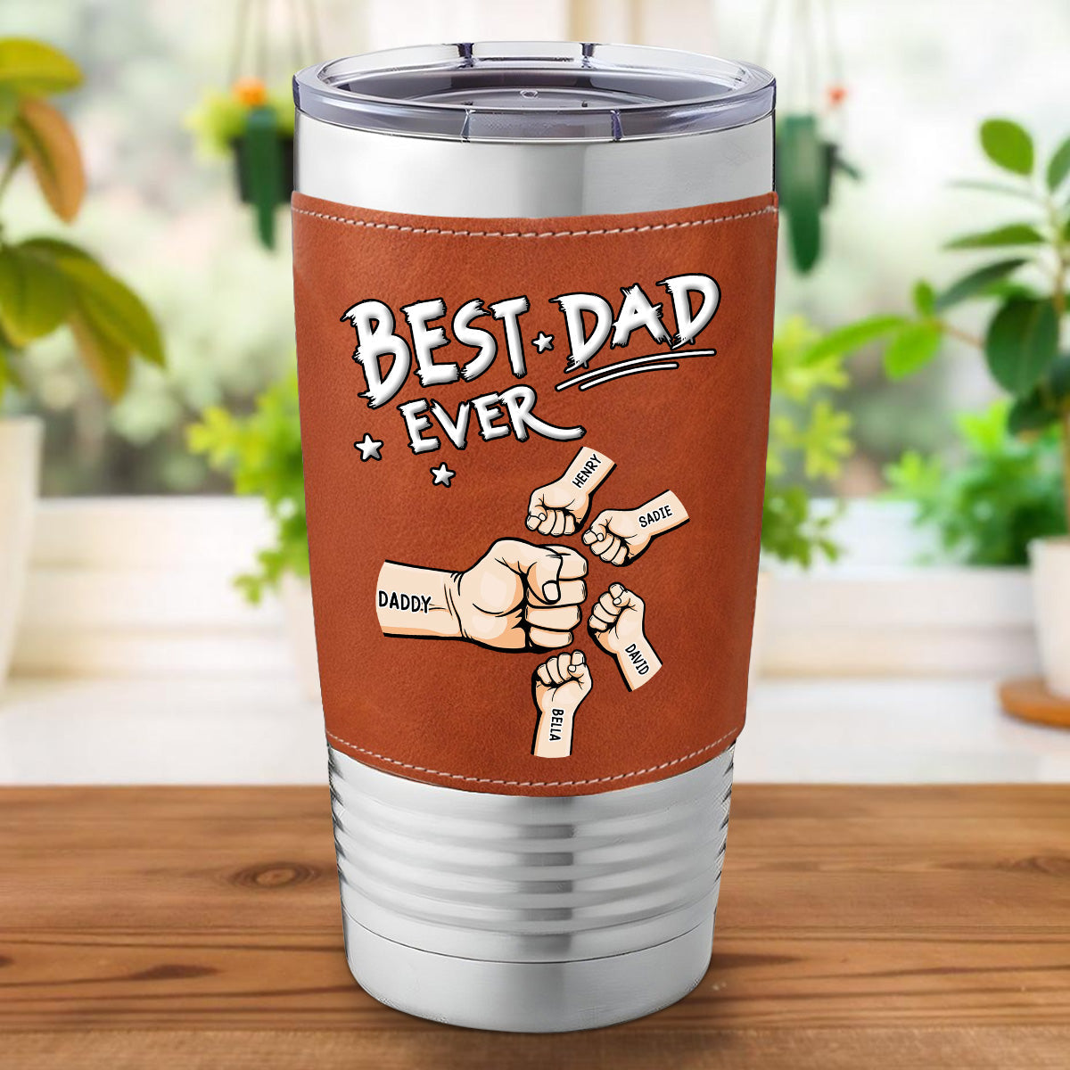 Custom Father's Day Birthday Gifts For Dad • Best Dad - Personalized Leather Tumbler