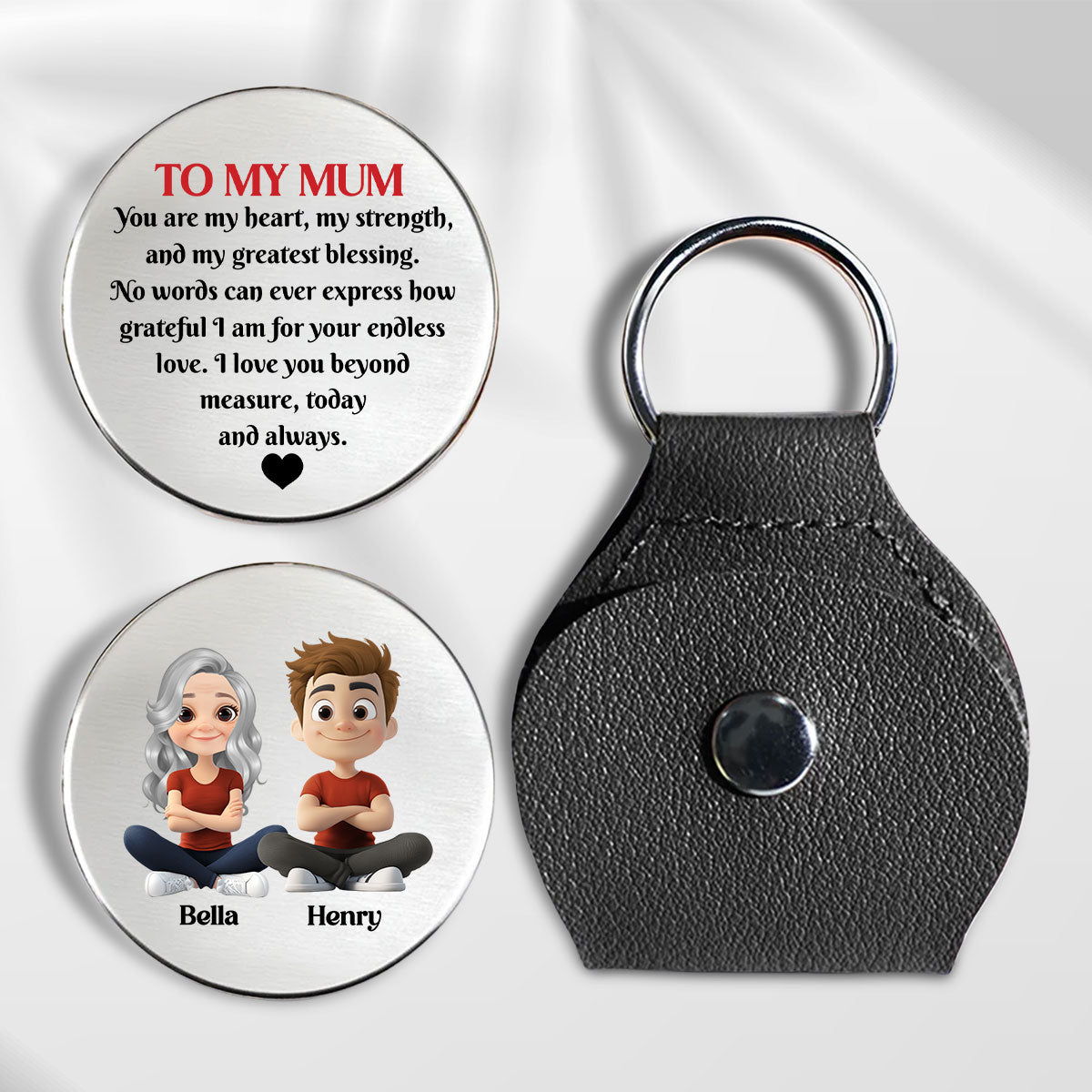 Custom Mom Coin Keychain, Mother's Day Birthday Keepsake • You Are My Heart - Personalized Pocket Hug