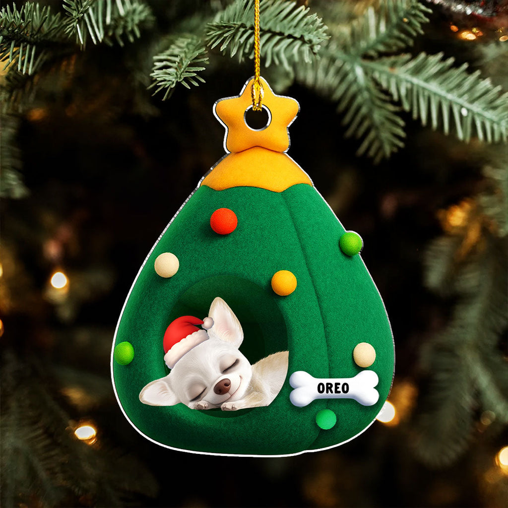 Custom Keepsake Christmas Ornament •  Santa Paws Cozy Tree - Personalized Acrylic Ornament