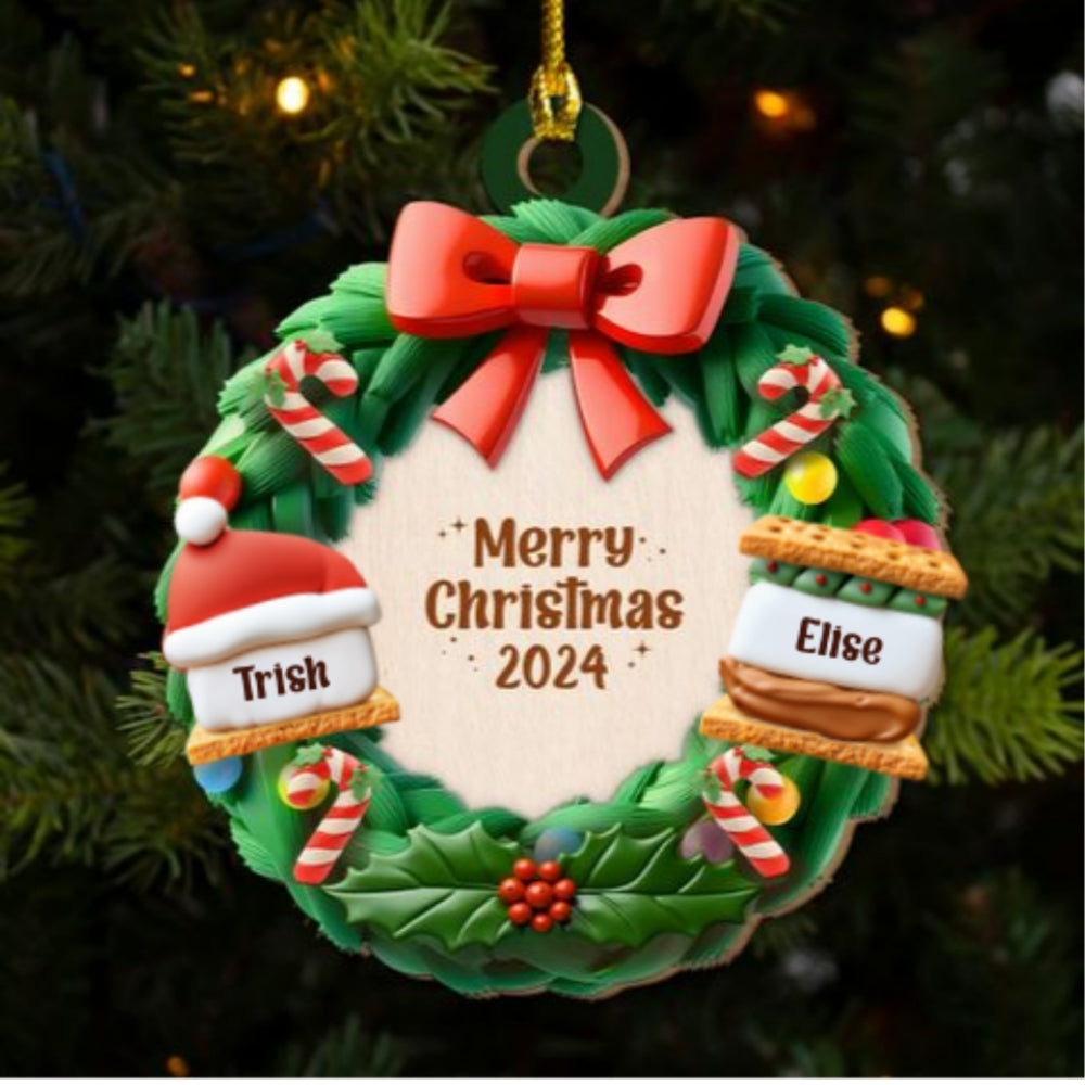 Custom Family Ornament, Christmas Gift for Family Members •  Smore Family Christmas Together - Personalized Freeshape 2-Layered Wood Ornament